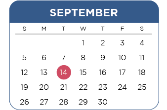 Calendar of the month of September