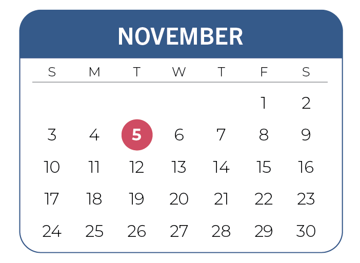 Calendar of the month of November